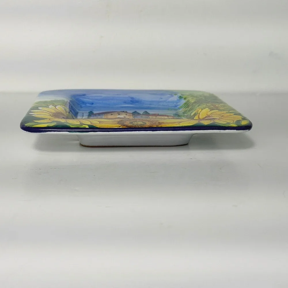 Bettini Germano Deruta Italy Hand Painted Majolica Sunflower Tuscan Plate 6.25